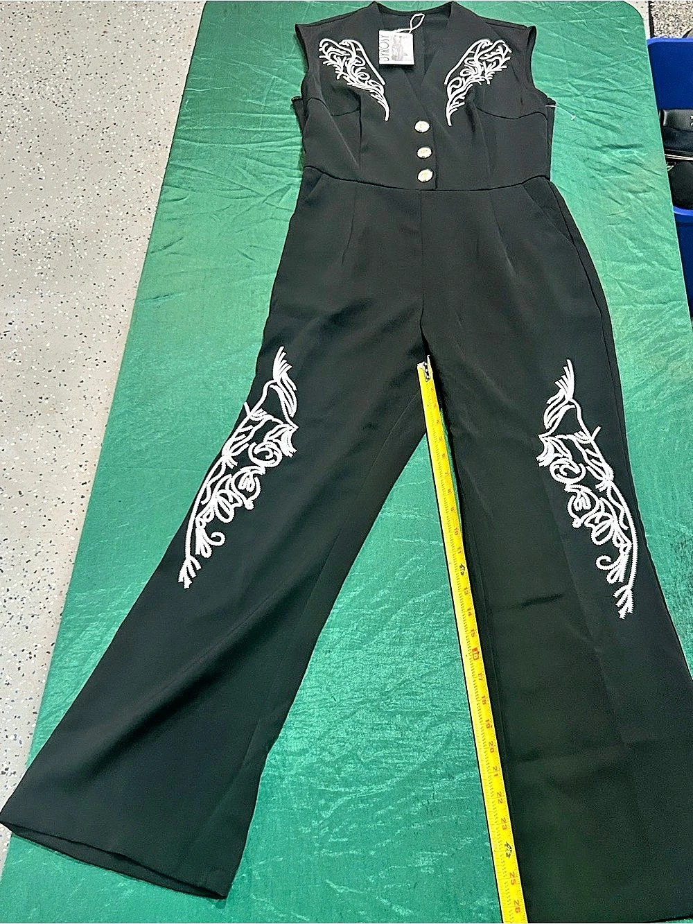 NEW Oyrosy Black Embroidered Western Jumpsuit size S